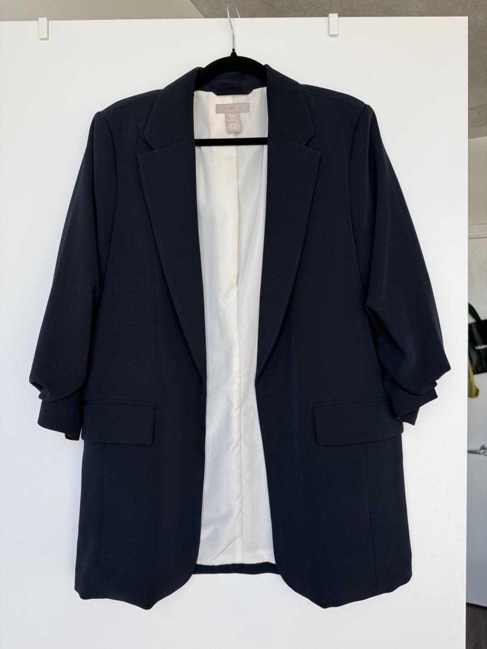 H&M Navy Open-Front Relaxed Blazer